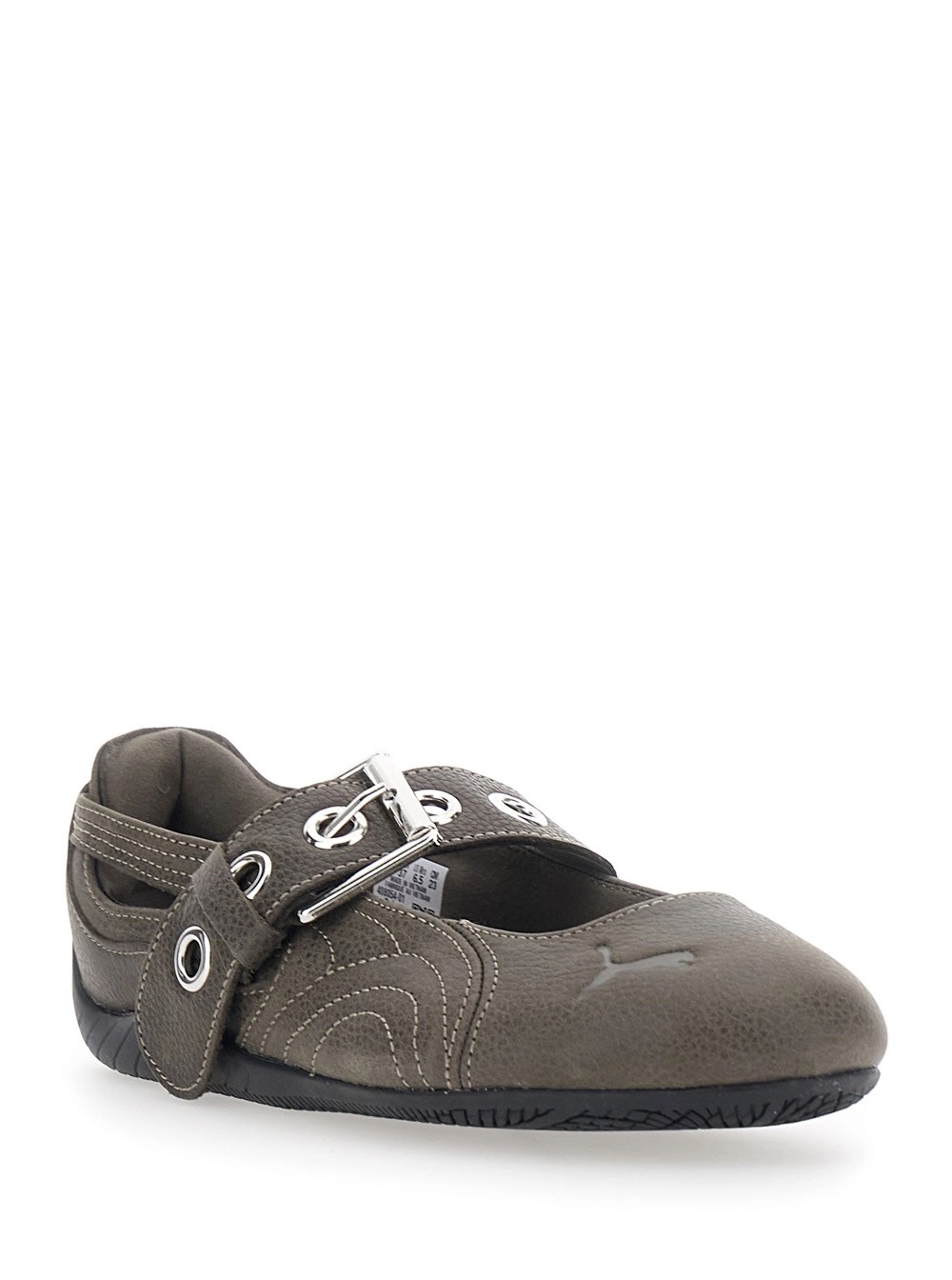 Puma Ballerine 'Speedcat' con cinturino con fibbia e logo sul fronte in pelle marroni donna, view 2
