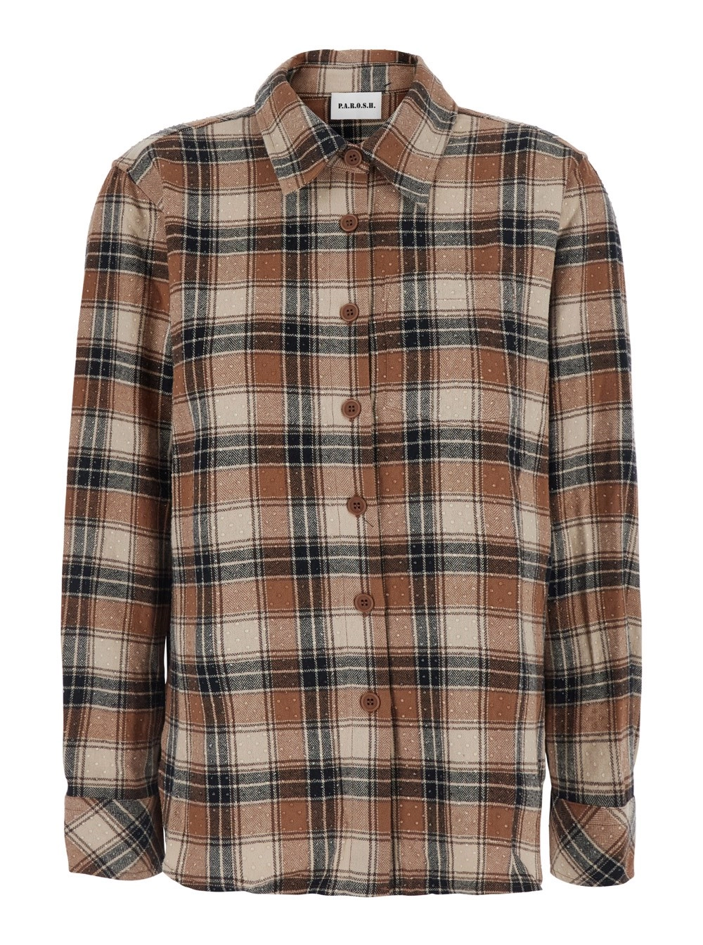 P.A.R.O.S.H. Camicia COWBOY con collo e maniche lunghe in cotone beige per donna