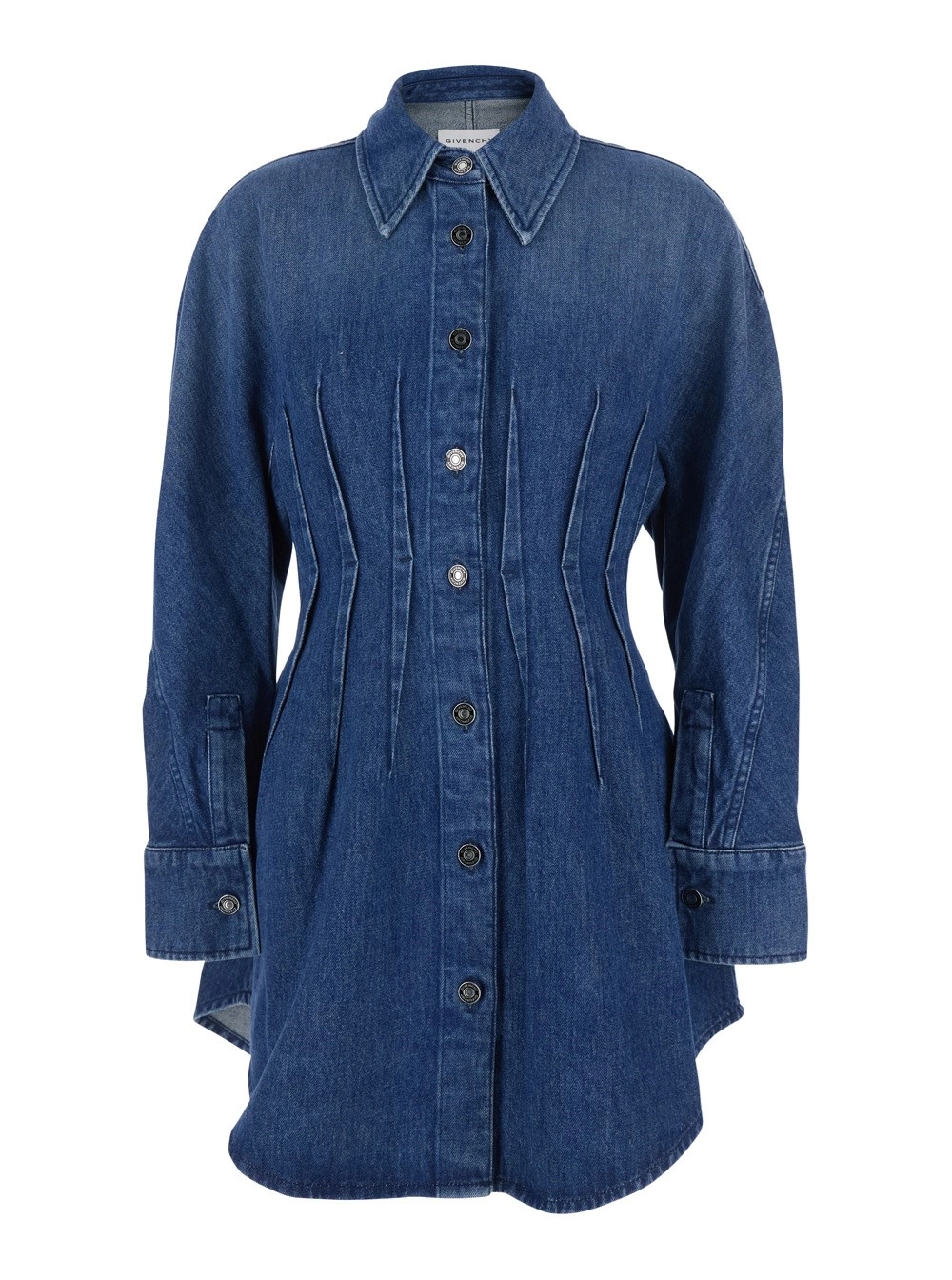 Givenchy Abito con Colletto a Punta e Vita Leggermente Strutturata in Denim Blu Donna