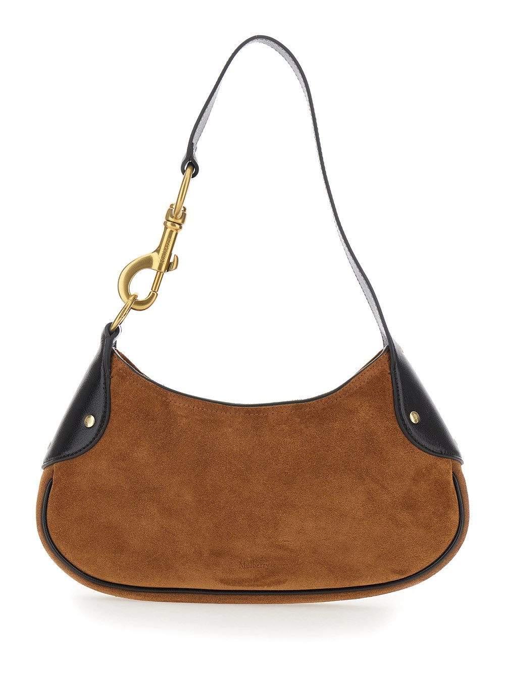 Mulberry Borsa a Spalla 'Hackney' con Logo Impresso sul Fronte in Pelle Scamosciata Marrone Donna