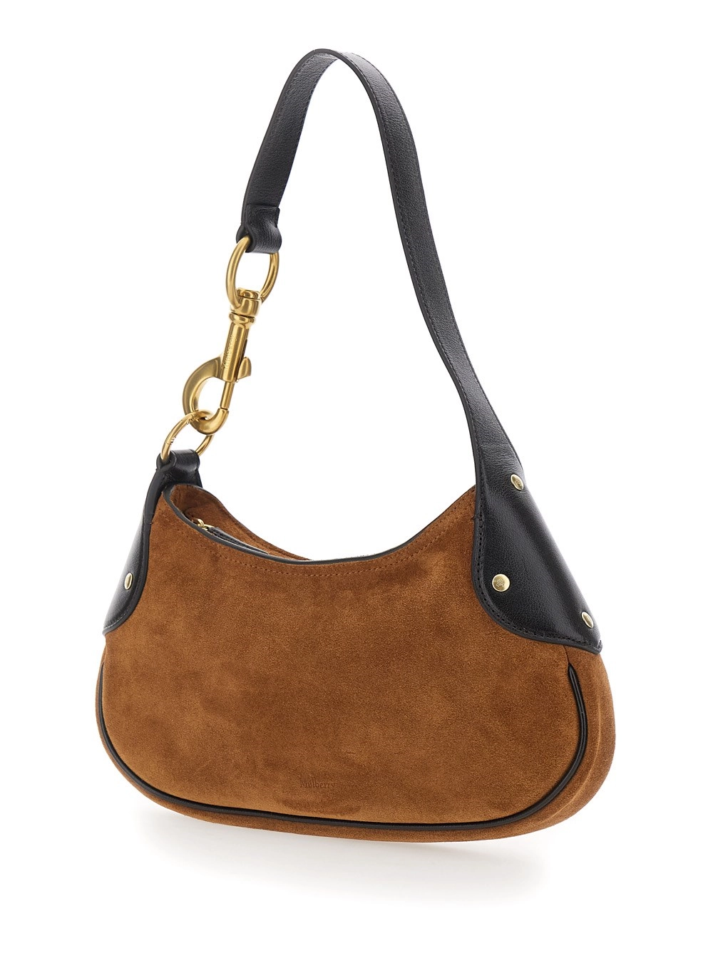 Mulberry Borsa a Spalla 'Hackney' con Logo Impresso sul Fronte in Pelle Scamosciata Marrone Donna, view 2