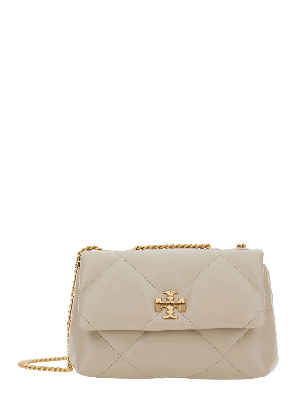 Tory Burch Borsa a Tracolla 'Kira Diamond' con Logo Doppia T in Pelle Trapuntata Beige Donna