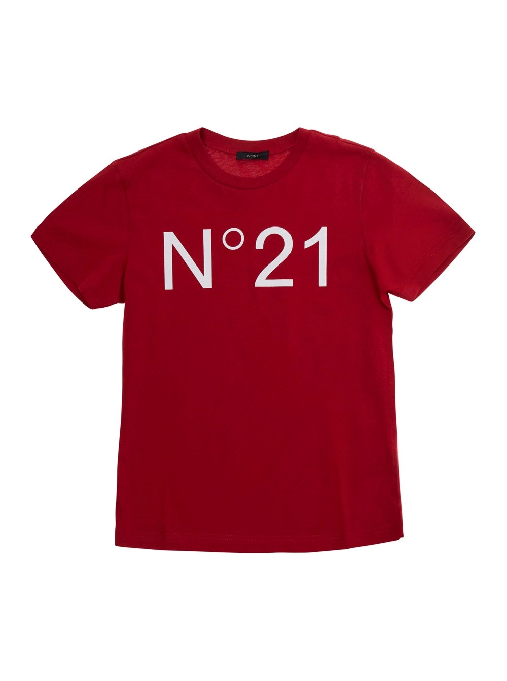 N°21 kids T-Shirt Girocollo con Maxi Stampa Logo in Cotone rossa Bambino