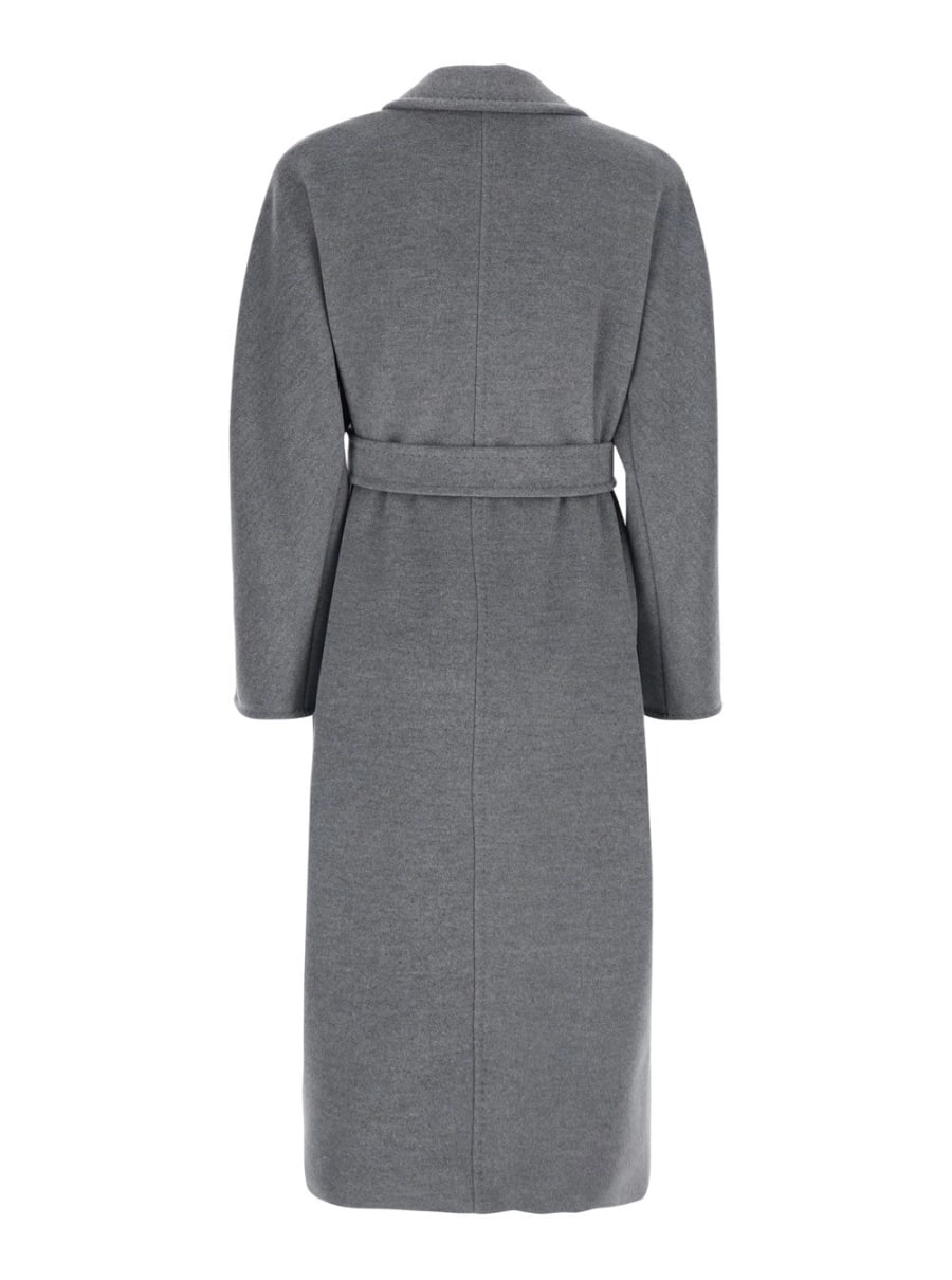 Max Mara Cappotto 'Madame' Doppiopetto con Revers Classici e Cintura sul Fronte in Lana e Cashmere Grigio Donna, view 2