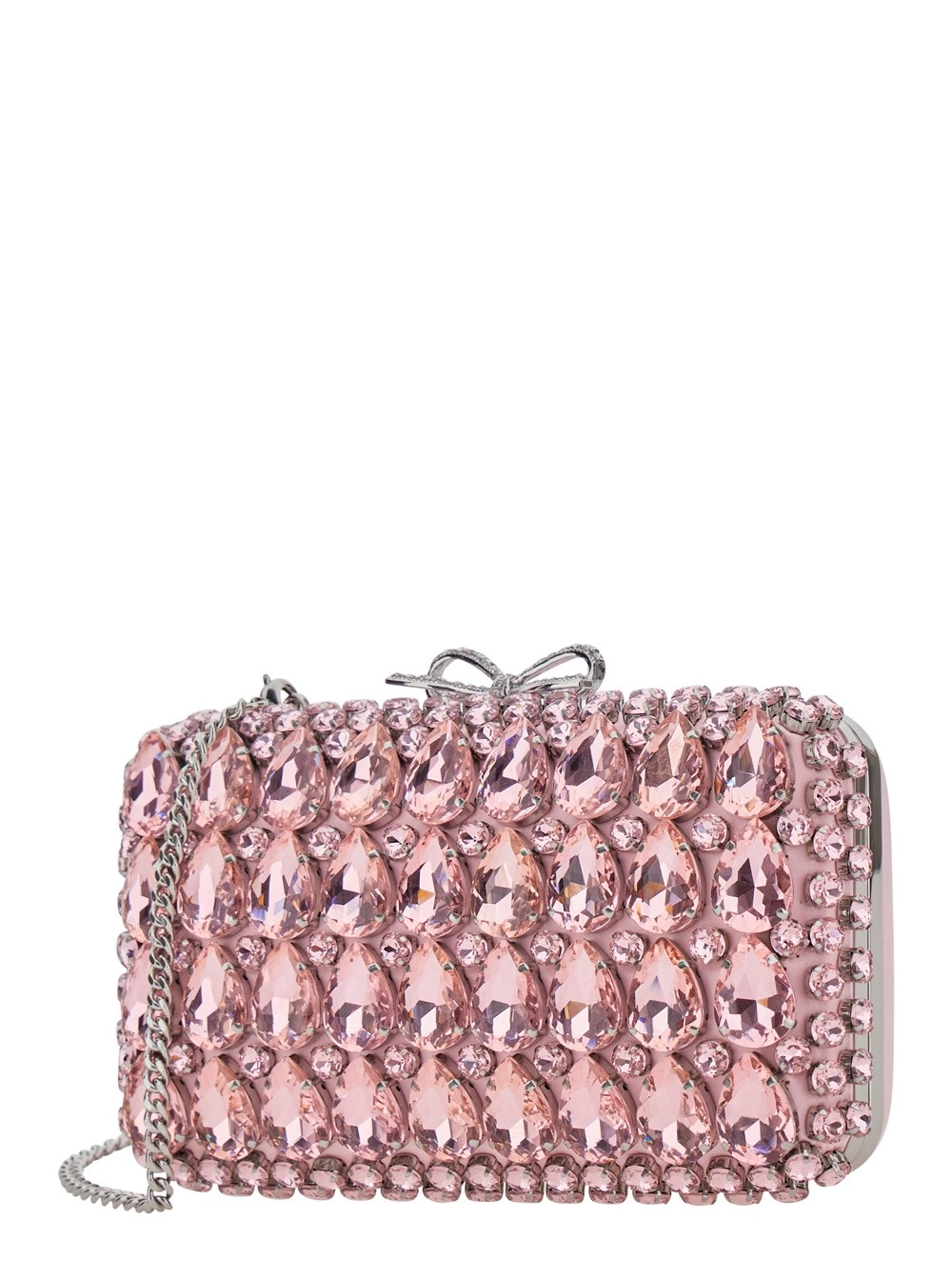 self-portrait "PINK SATIN CRYSTAL CLUTCH BAG" Rosa Clutch Bag con cristalli sul fronte in raso Donna, view 2