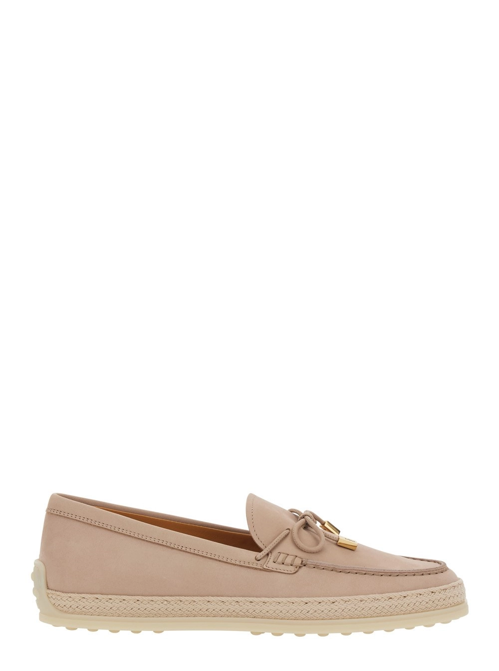 Tod's Mocassini con Dettaglio con Fiocco e Bordo in Corda in Pelle Rosa Donna
