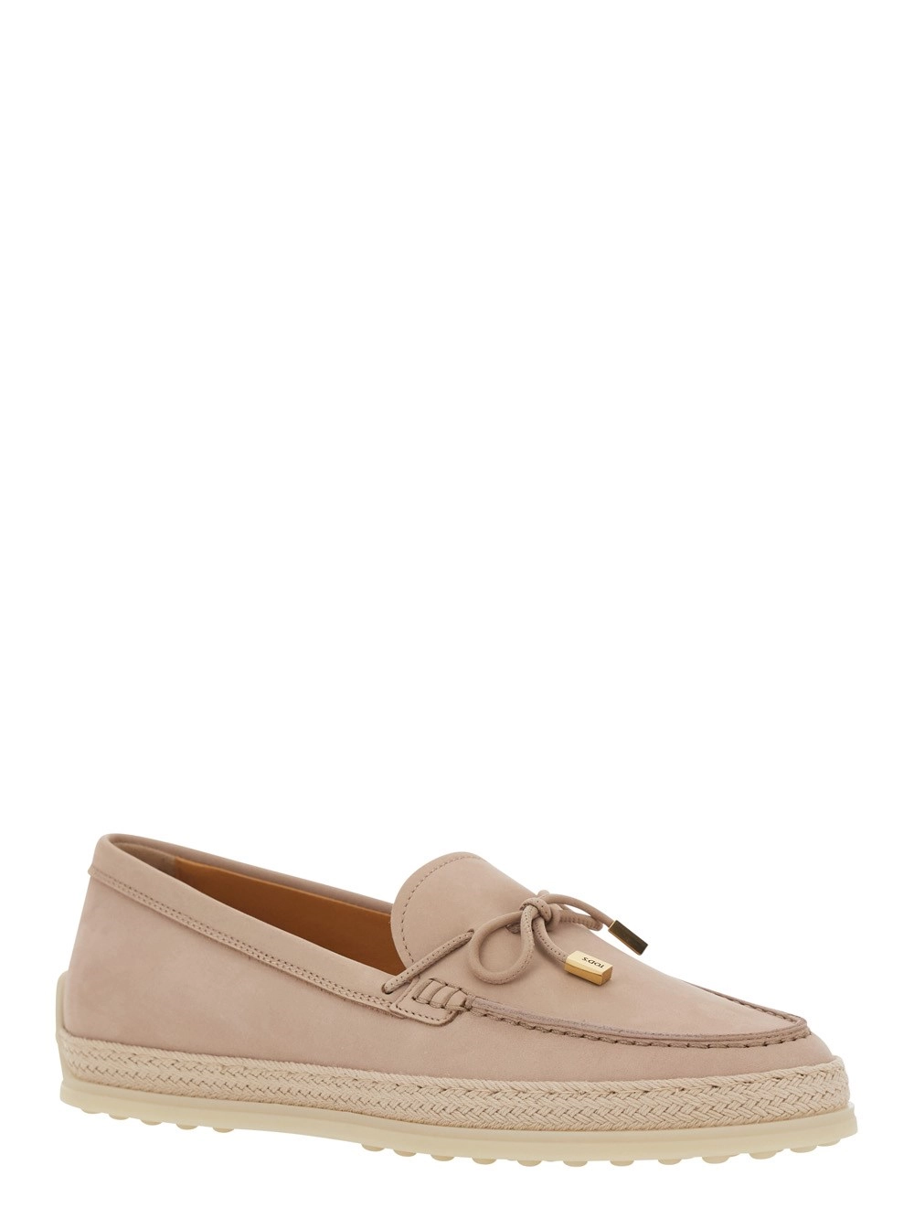 Tod's Mocassini con Dettaglio con Fiocco e Bordo in Corda in Pelle Rosa Donna, view 2