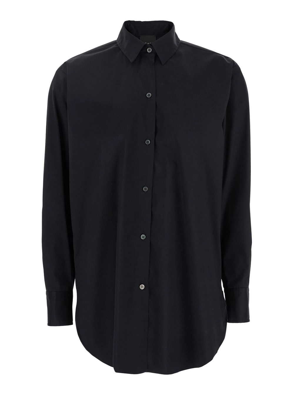 Leplain Camicia con Colletto Classico in Misto Cotone Stretch Nera Donna