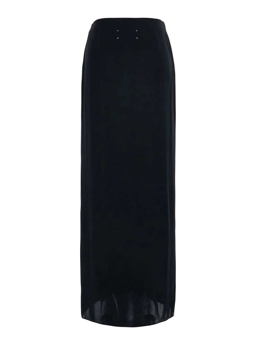 Maison Margiela Gonna drappeggiata con dettaglio Four Stitches sul retro in misto seta nera donna, view 2