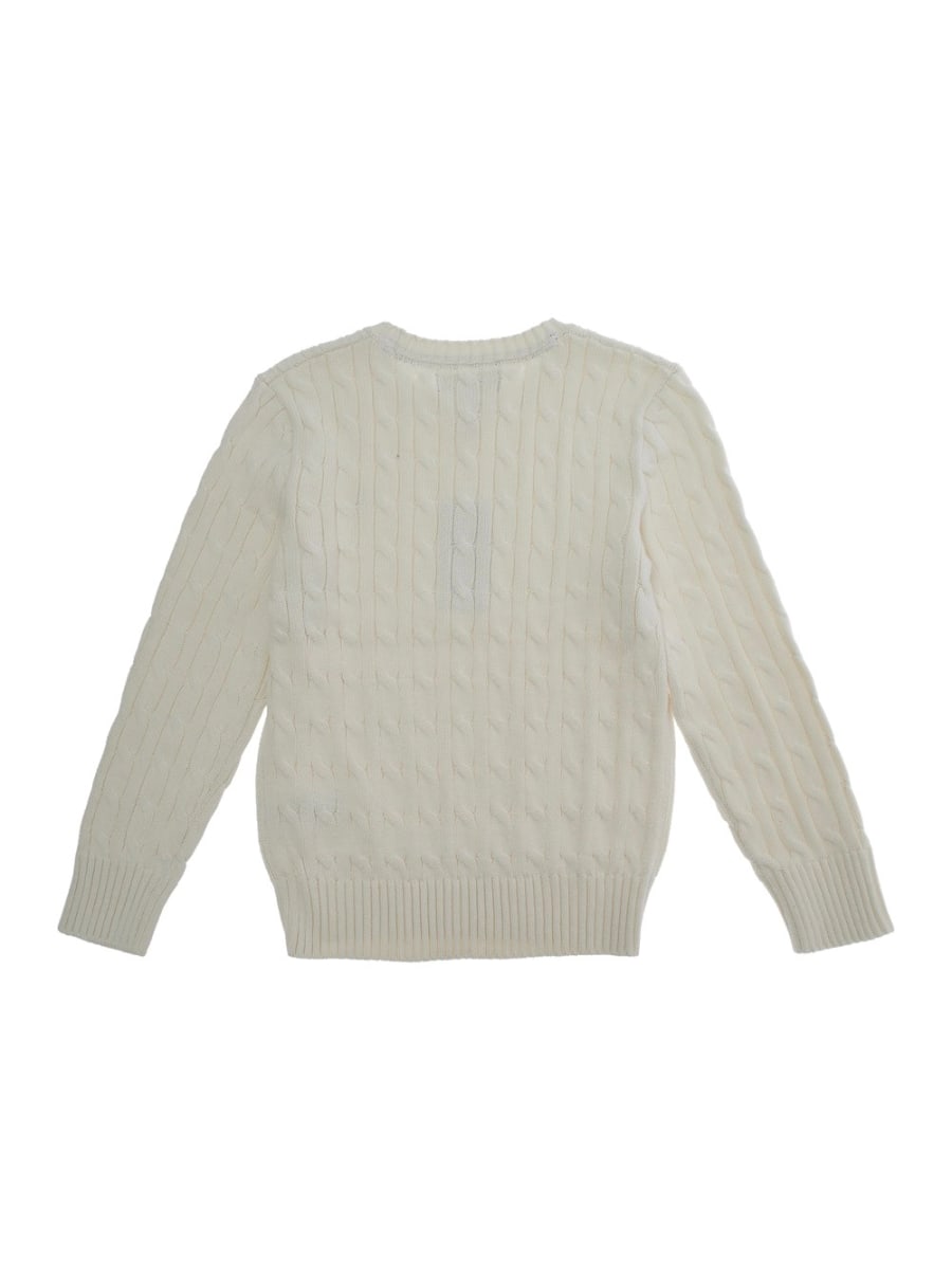 Polo ralph lauren kids Maglione Girocollo con Ricamo Cavallino sul Fronte in Cotone Bianco Bambino, view 2