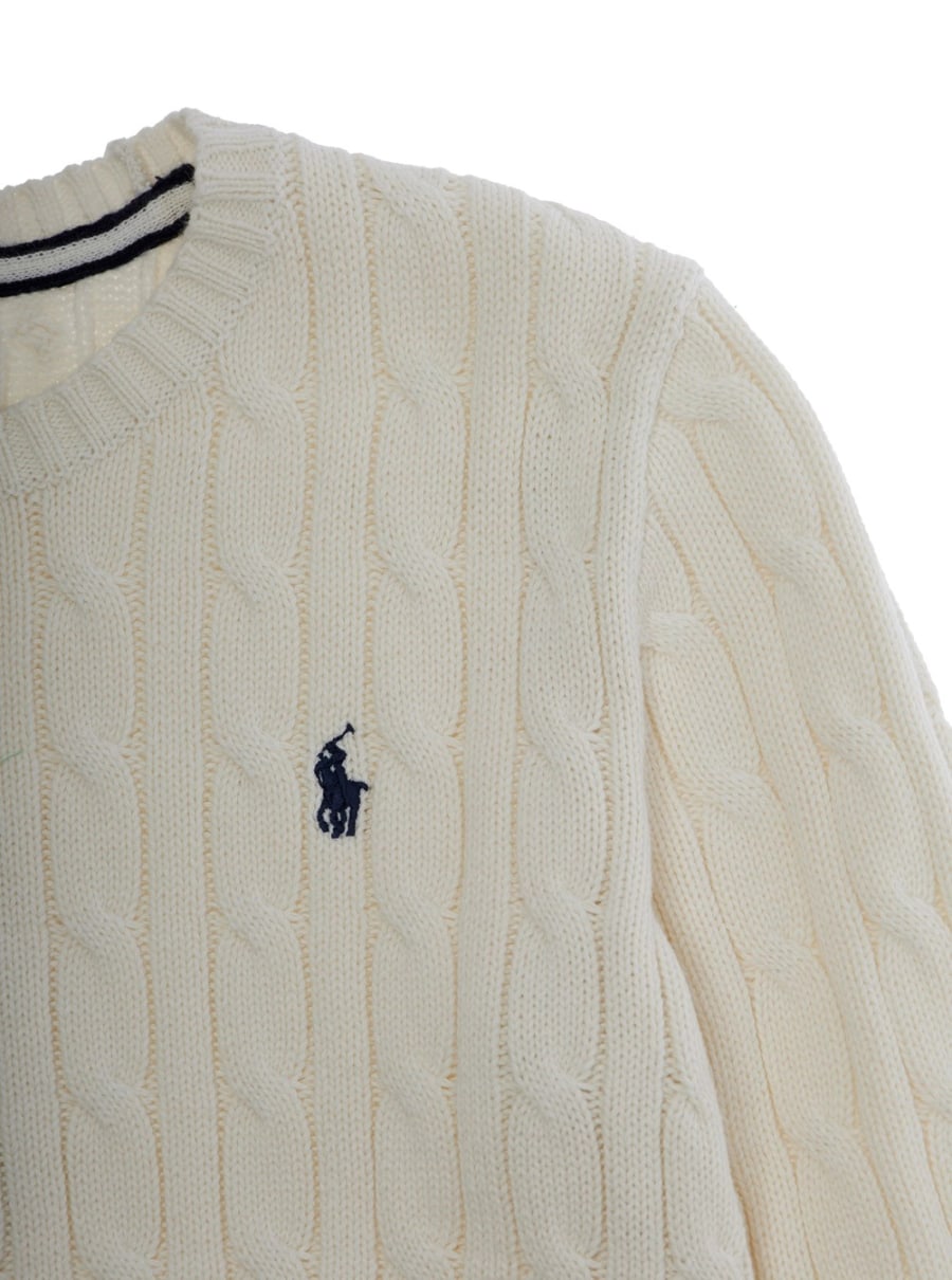 Polo ralph lauren kids Maglione Girocollo con Ricamo Cavallino sul Fronte in Cotone Bianco Bambino, view 3
