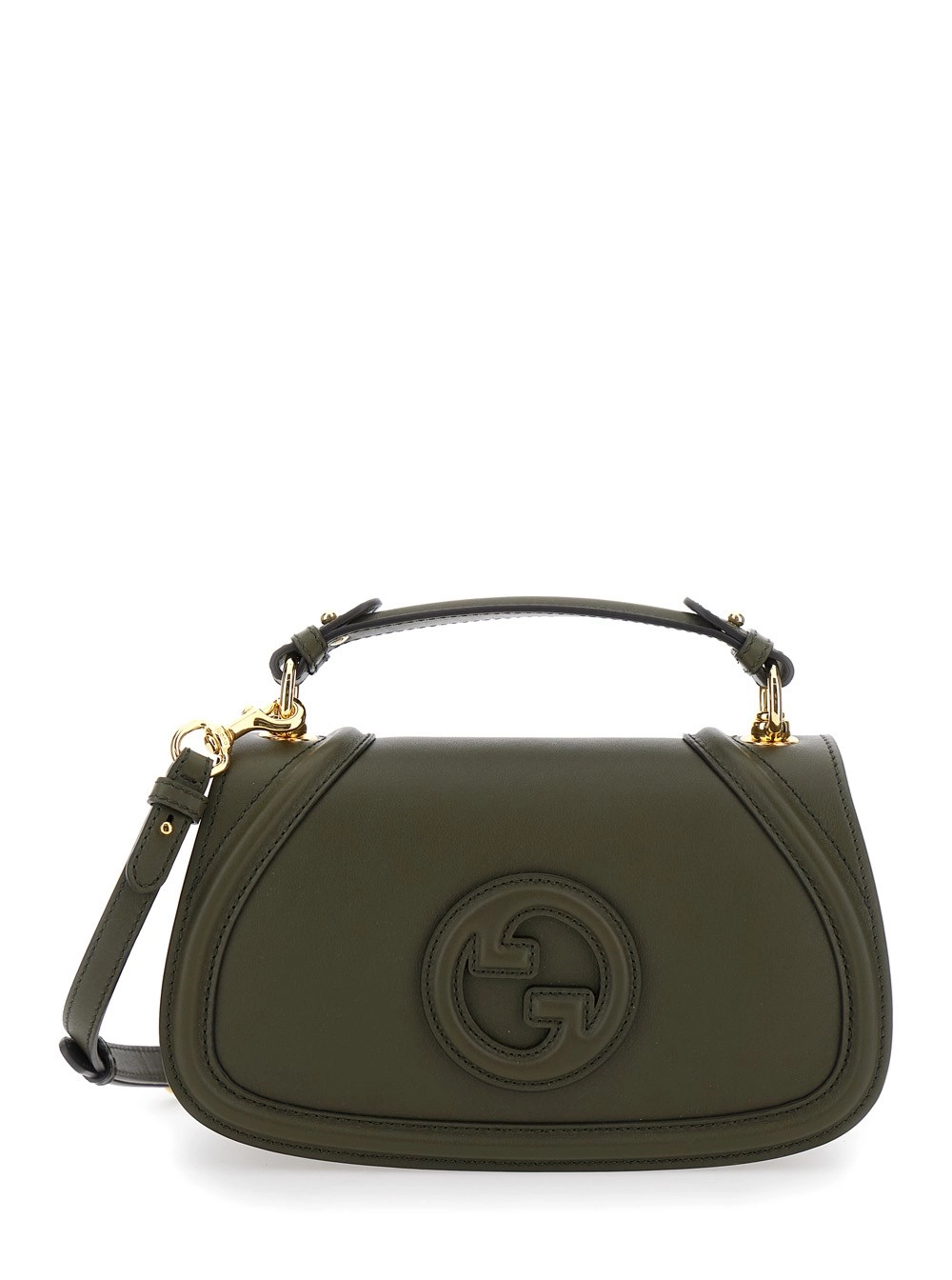 Gucci Borsa a Mano 'Blondie' con Placca Logo GG sul Fronte in Pelle Verde Donna