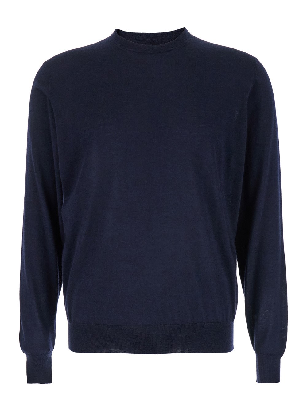 Leplain Maglioncino girocollo in lana e cashmere blu uomo