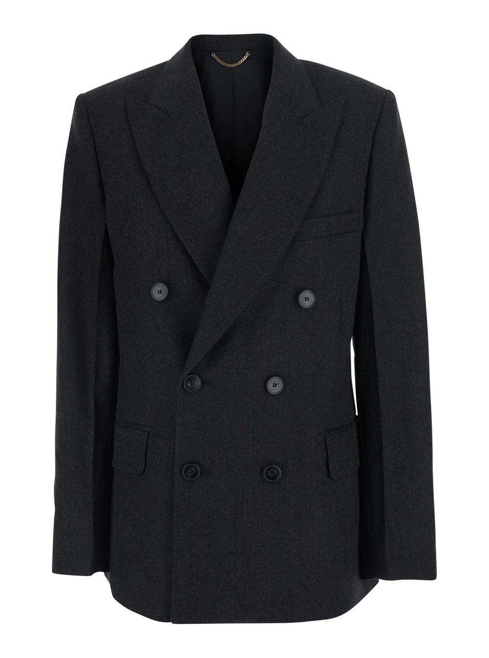 Victoria Beckham Giacca doppiopetto 'Beatrice' con revers classici in Lana Grigia Donna