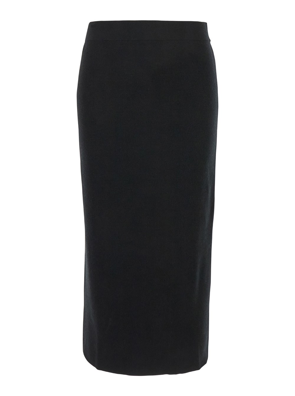 P.A.R.O.S.H. Gonna a Vita Alta con Vita Elasticizzata e Orlo Dritto in Lana e Cashmere Stretch Nera Donna