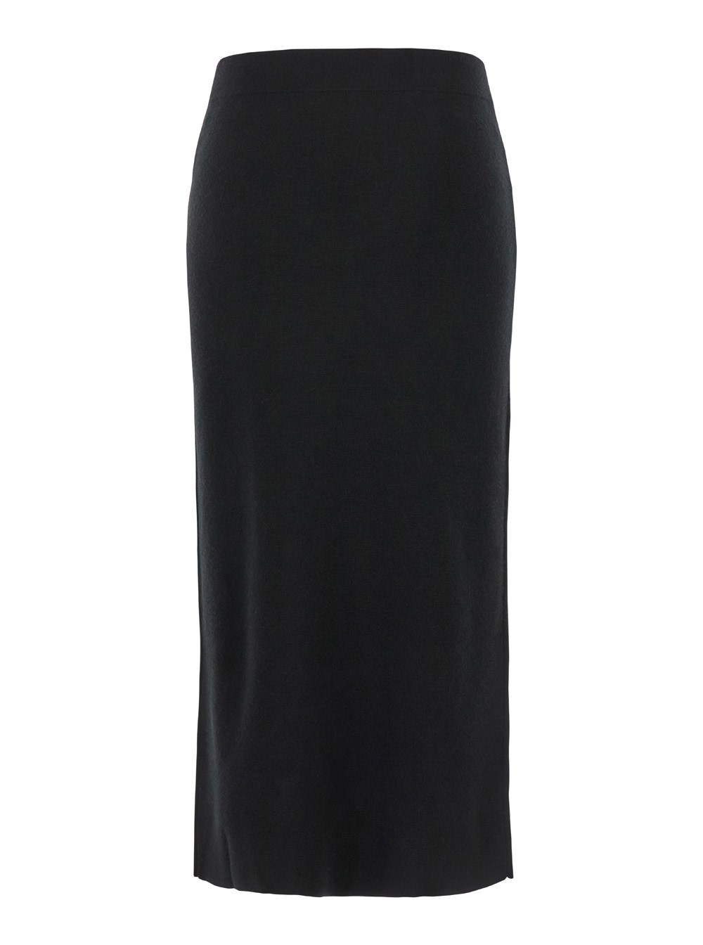 P.A.R.O.S.H. Gonna a Vita Alta con Vita Elasticizzata e Orlo Dritto in Lana e Cashmere Stretch Nera Donna, view 2