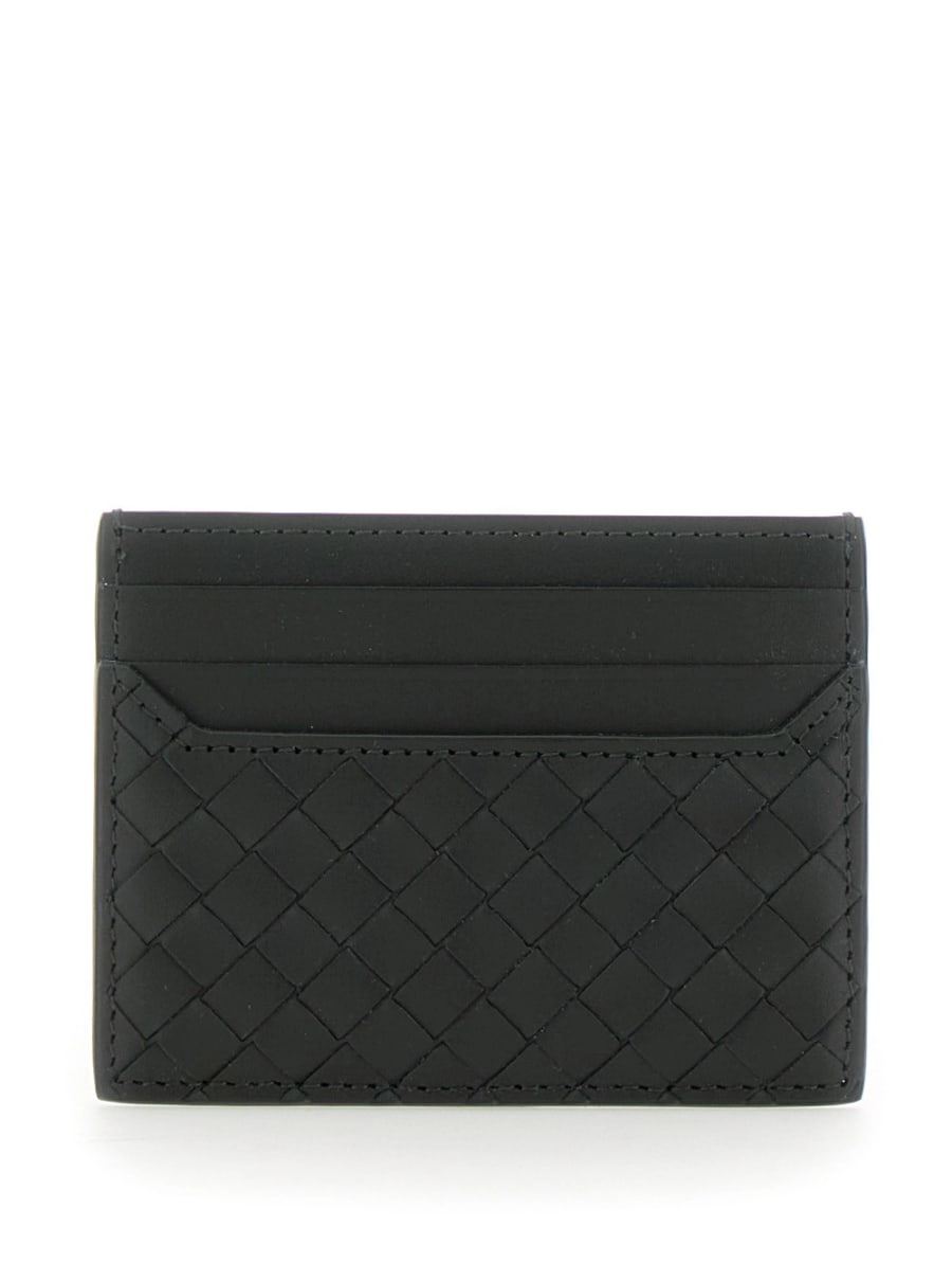 Bottega Veneta Portacarte con Motivo Intrecciato in Pelle Verde Uomo