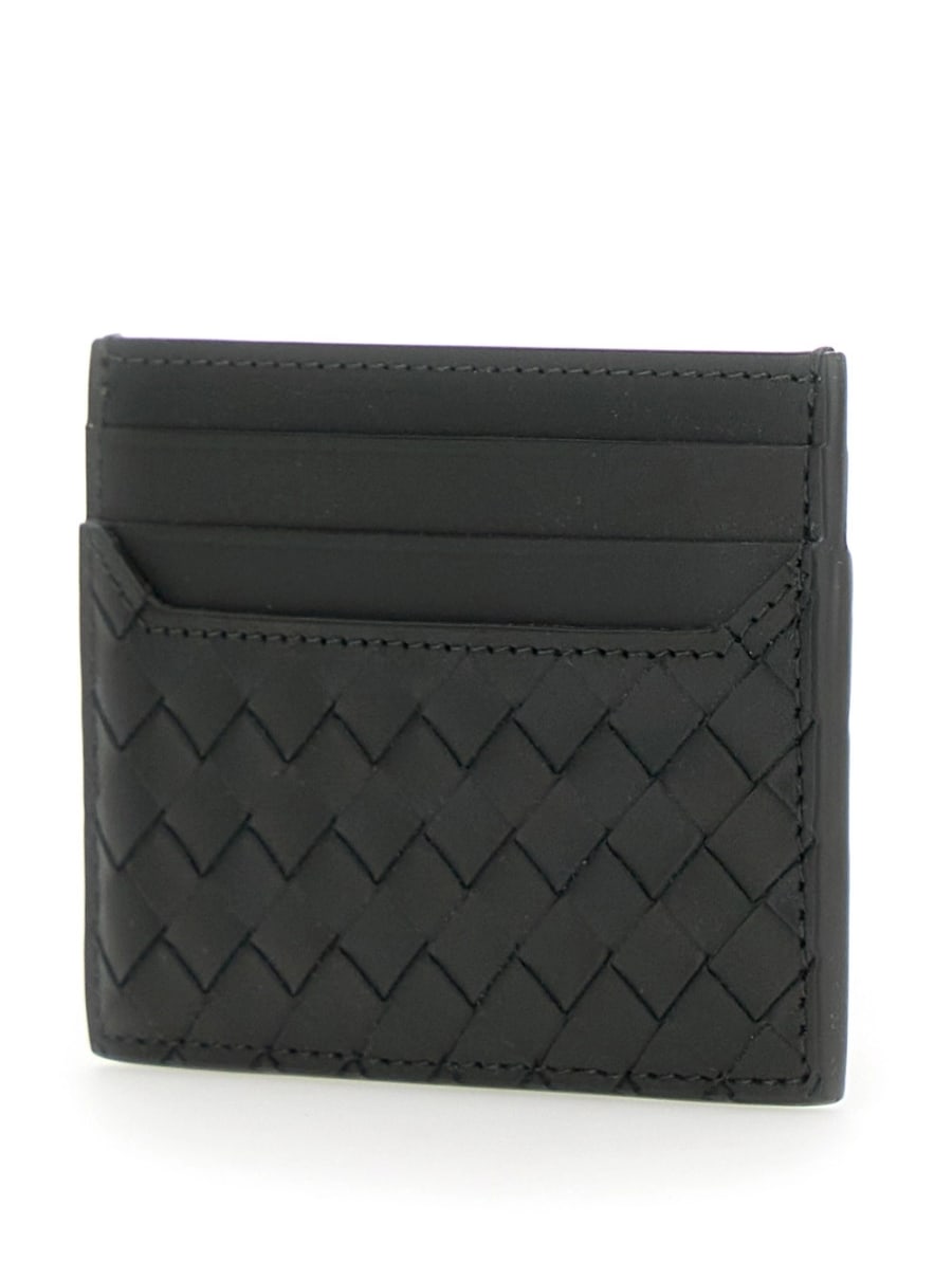 Bottega Veneta Portacarte con Motivo Intrecciato in Pelle Verde Uomo, view 2