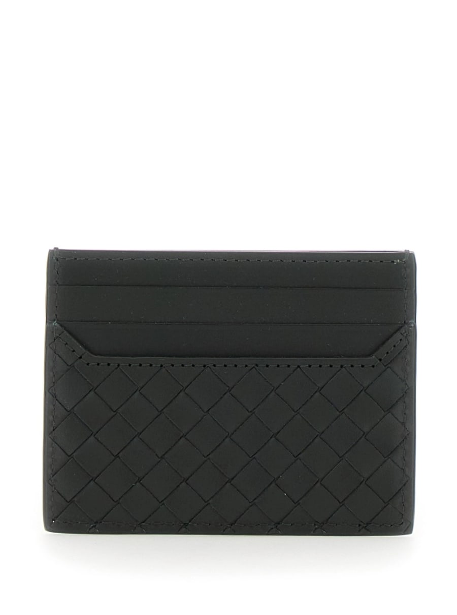 Bottega Veneta Portacarte con Motivo Intrecciato in Pelle Verde Uomo, view 3