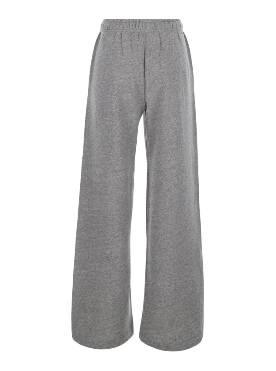 Polo Ralph Lauren Pantalone con vita elasticizzata con coulisse e ricamo Cavallino sul lato in cotone grigi donna, view 2
