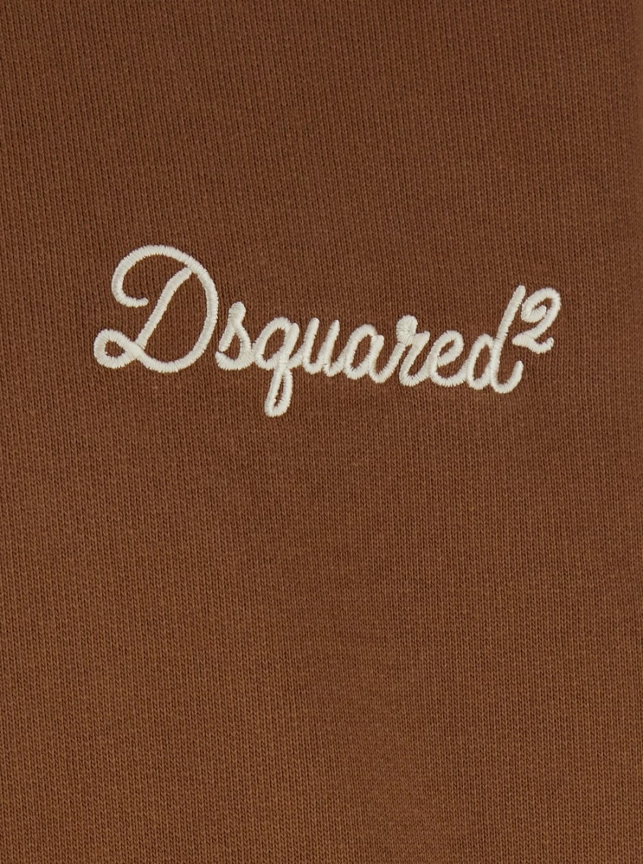 Dsquared2 Felpa con Cappuccio con Coulisse e Logo Lettering sul Fronte in Cotone Marrone Uomo, view 3