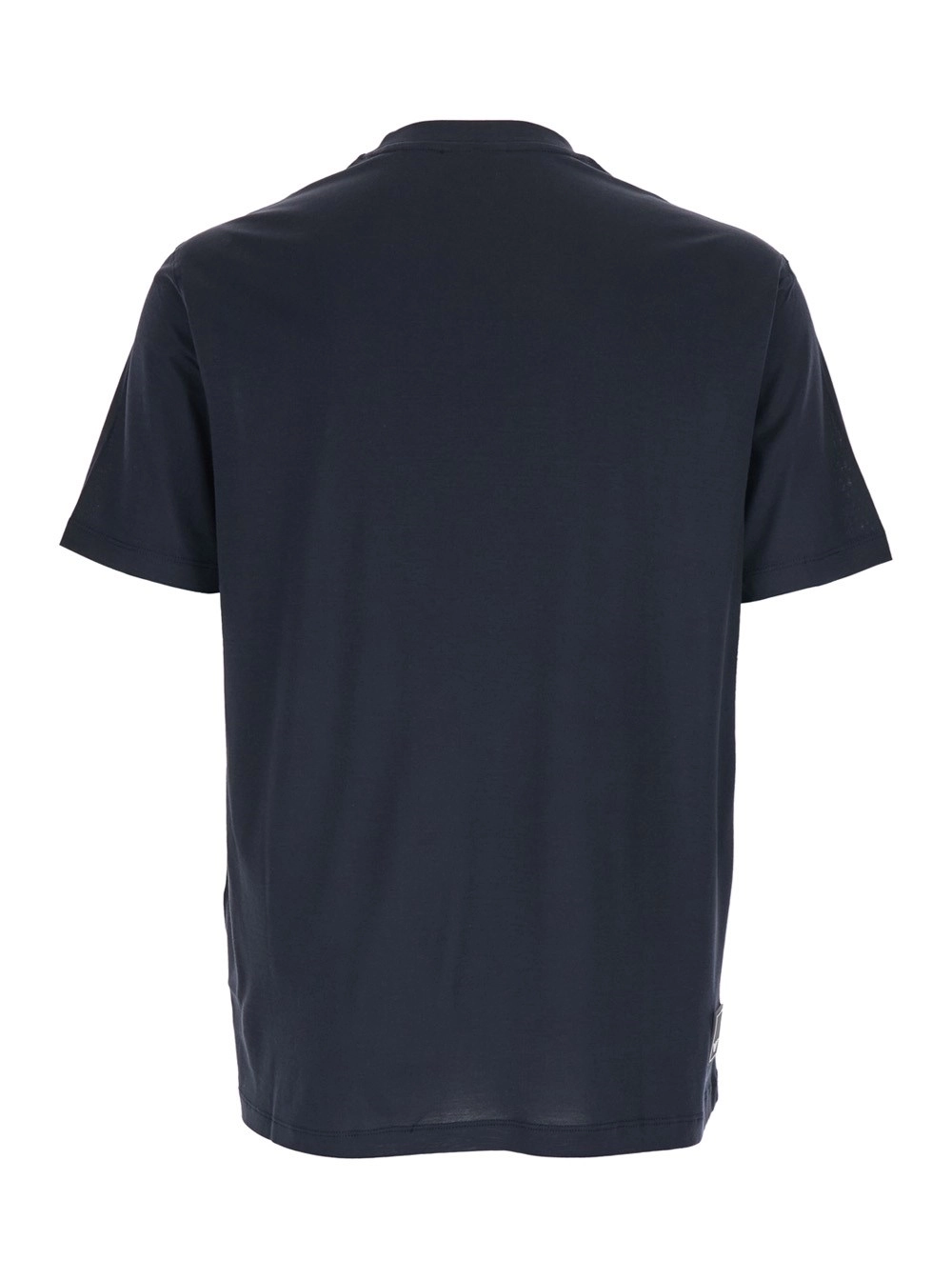 Emporio Armani T-Shirt Girocollo con Ricamo Logo sul Fronte in Misto Cotone Blu Uomo, view 2