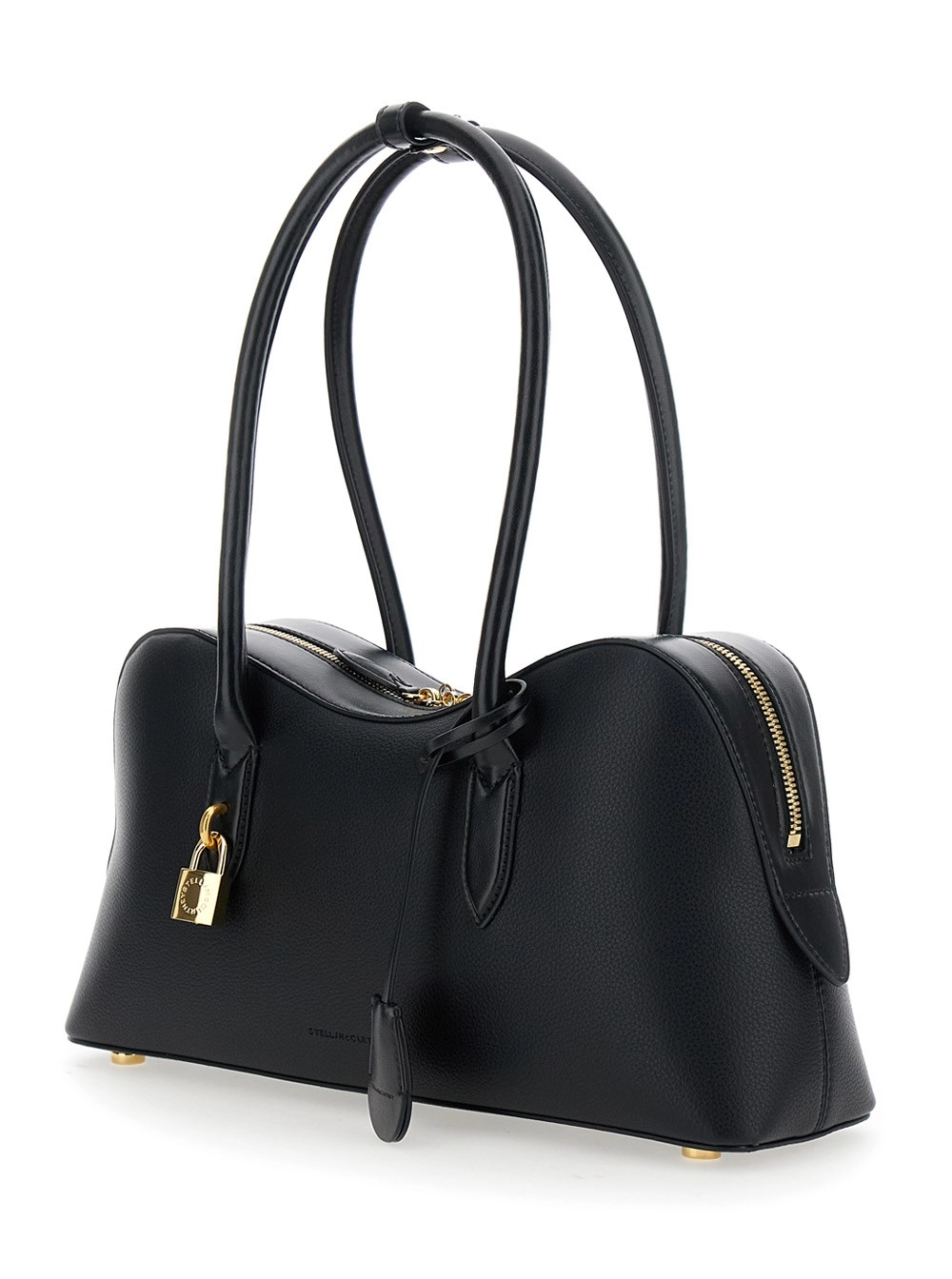 Stella McCartney Borsa a Mano 'Ryder' con Dettaglio Lucchetto con Logo e Due Manici Superiori in Ecopelle Nera Donna, view 2