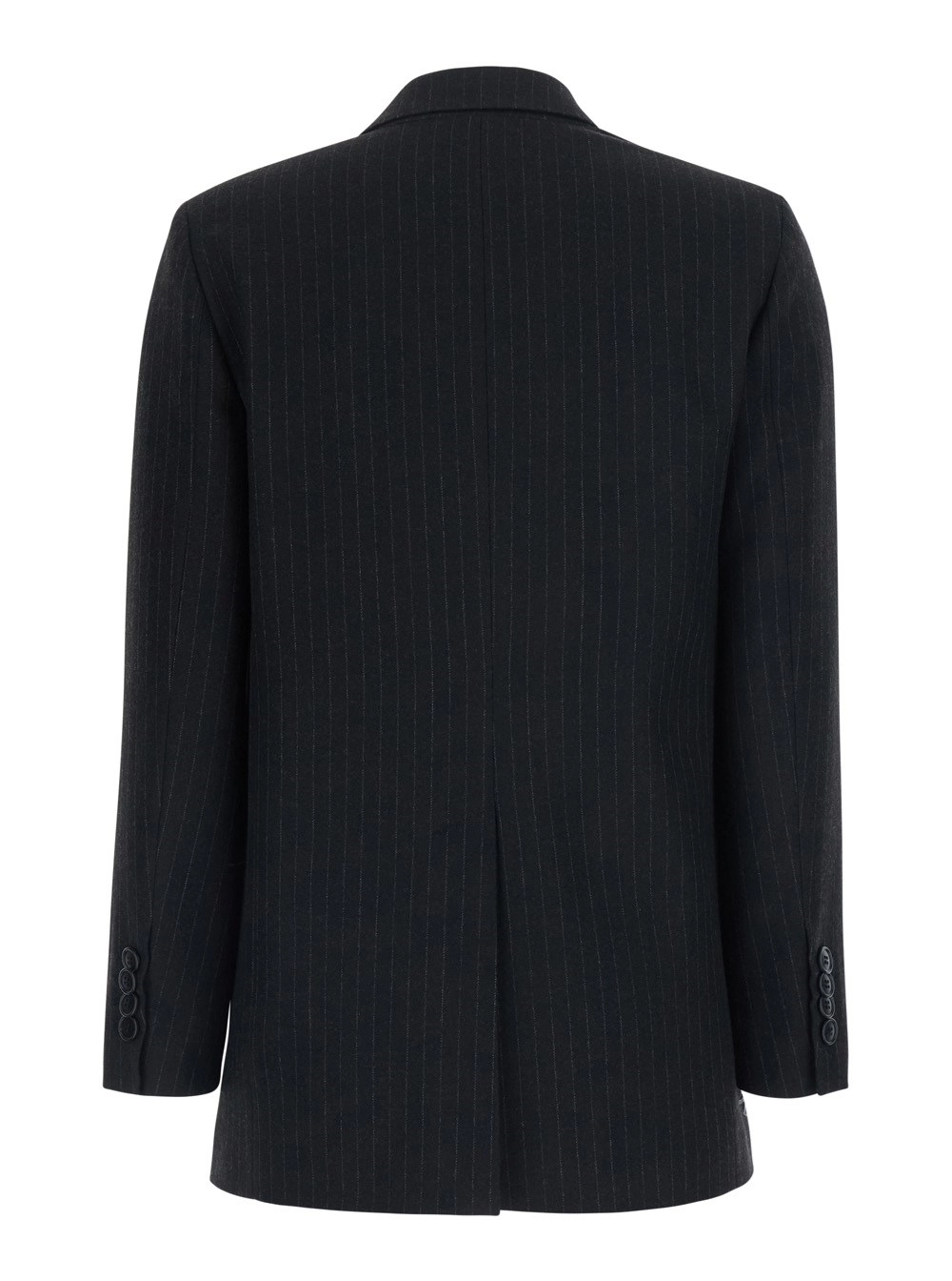 Leplain Giacca Doppiopetto con Revers a Lancia e Motivo Gessato All-Over in Tessuto Nera Donna, view 2
