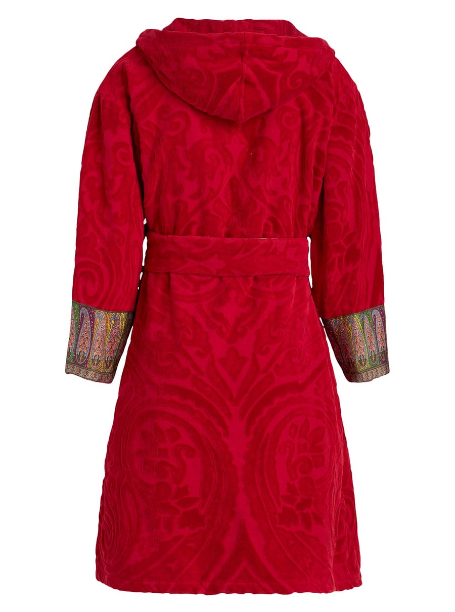 Etro home Accappatoio con cappuccio e stampa ornamentale in Tessuto Tecnico Rosso Unisex, view 2
