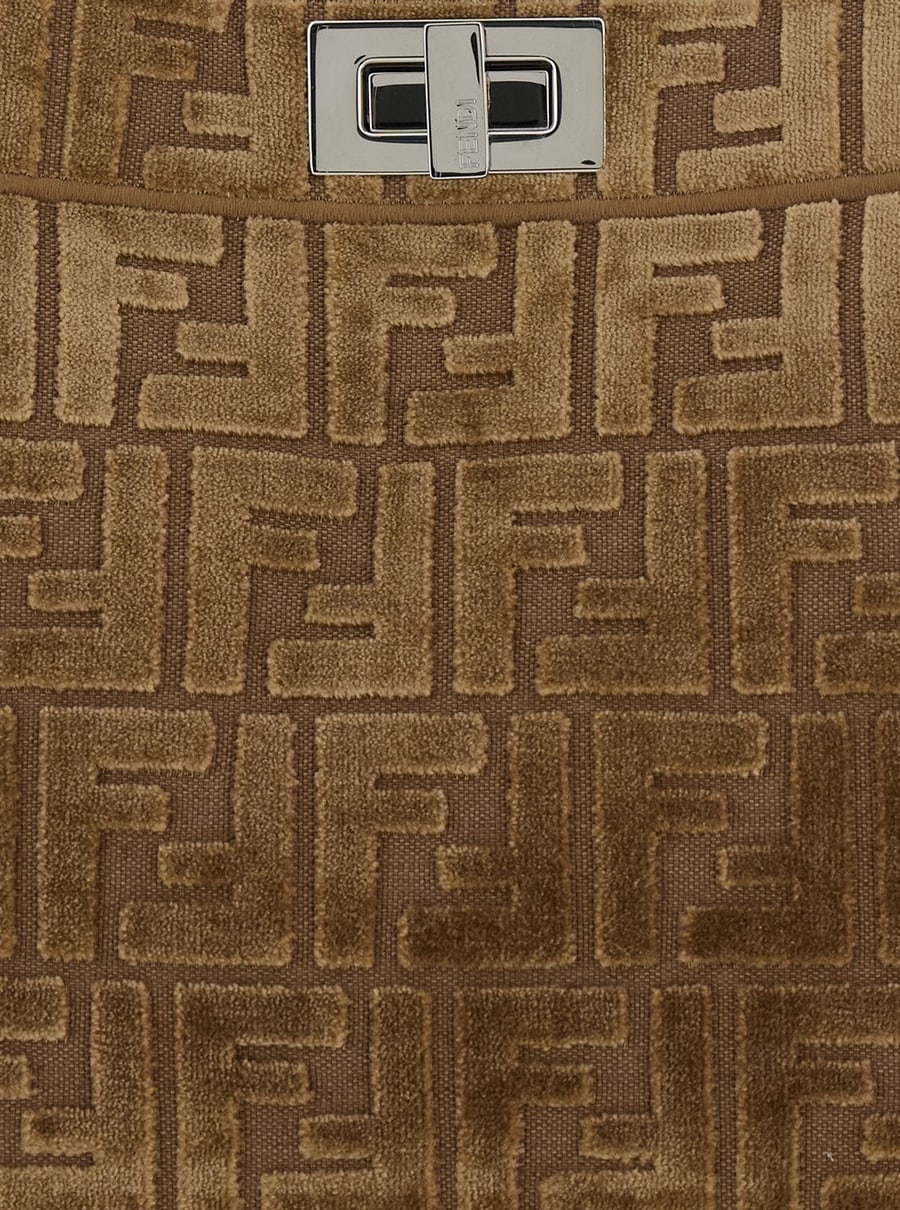 Fendi Borsa 'Peekaboo ISeeU Small' con Motivo FF All-.Over in Tessuto Marrone Donna, view 5