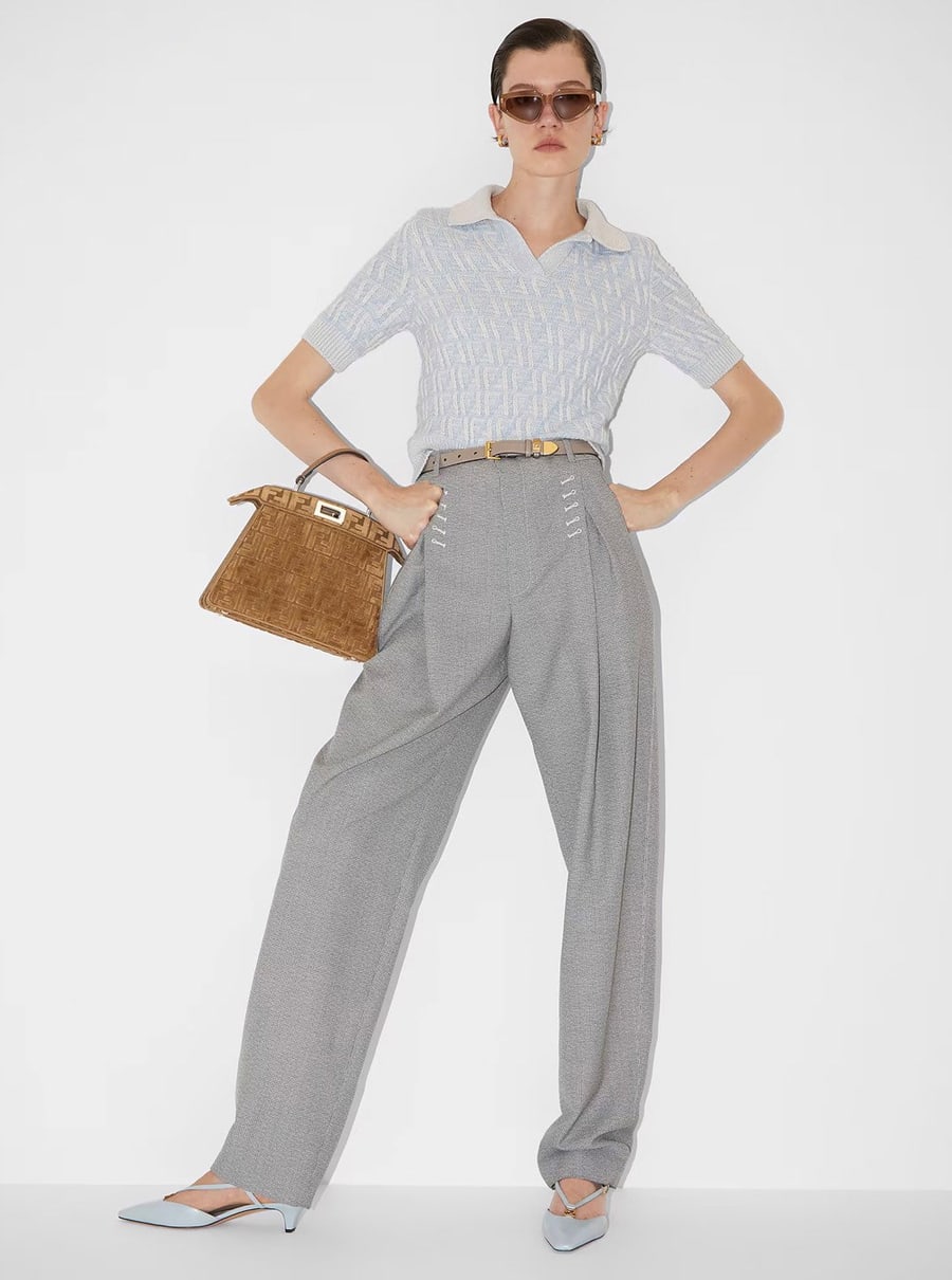 Fendi Borsa 'Peekaboo ISeeU Small' con Motivo FF All-.Over in Tessuto Marrone Donna, view 6
