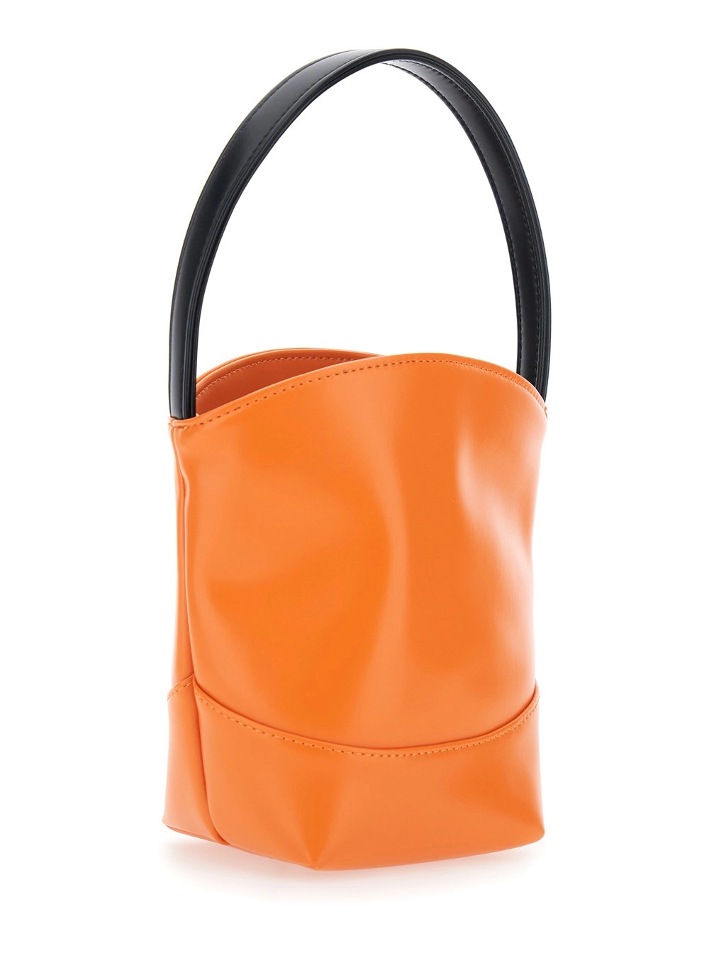 Marni kids Borsa a Tracolla con Manico Superiore a Contrasto e Logo Lettering in Ecopelle Arancione Bambina