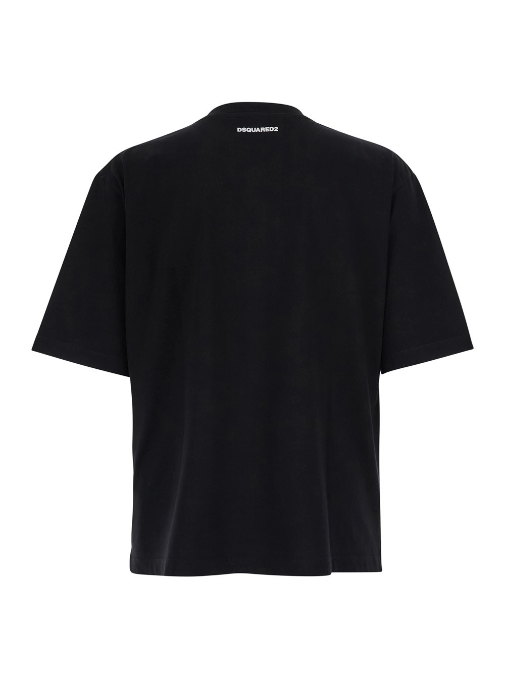 Dsquared2 T-Shirt con Scollo Rotondo e Logo sul Fronte in Cotone Nera Uomo, view 2
