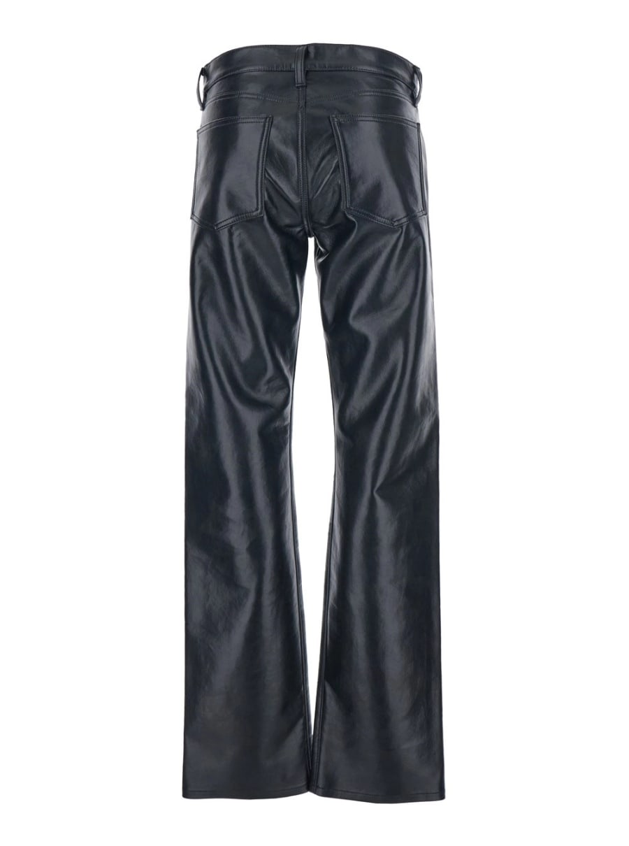 Agolde Pantalone con Passanti per Cintura in Misto Pelle Nero Donna, view 2