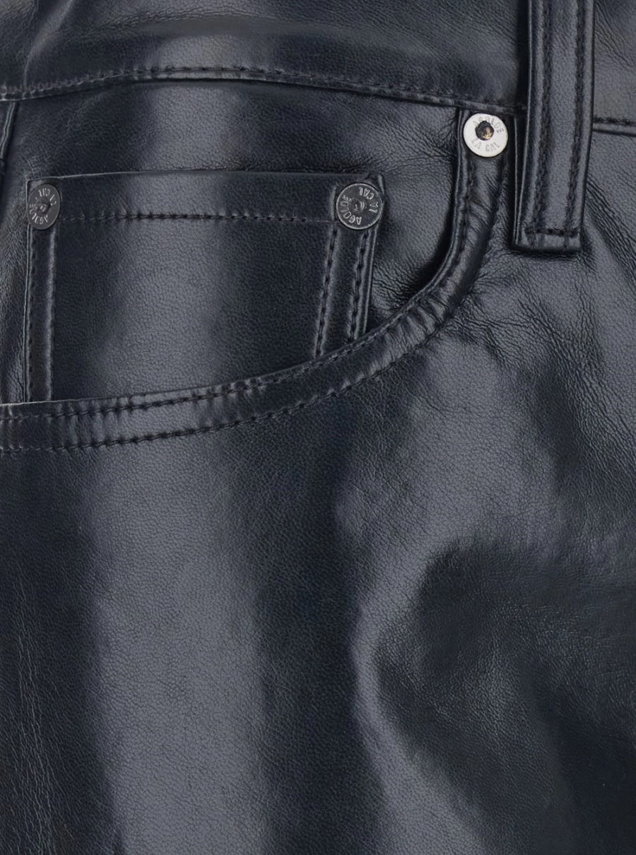 Agolde Pantalone con Passanti per Cintura in Misto Pelle Nero Donna, view 3