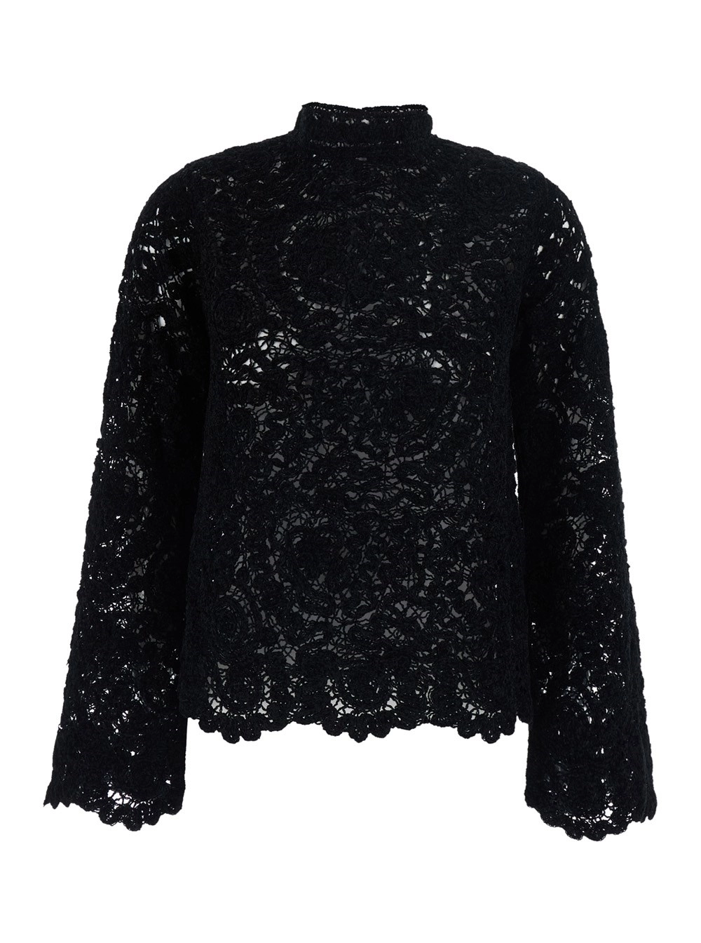 Semicouture Maglia con dettagli in pizzo e design traforato in tessuto nero per donna