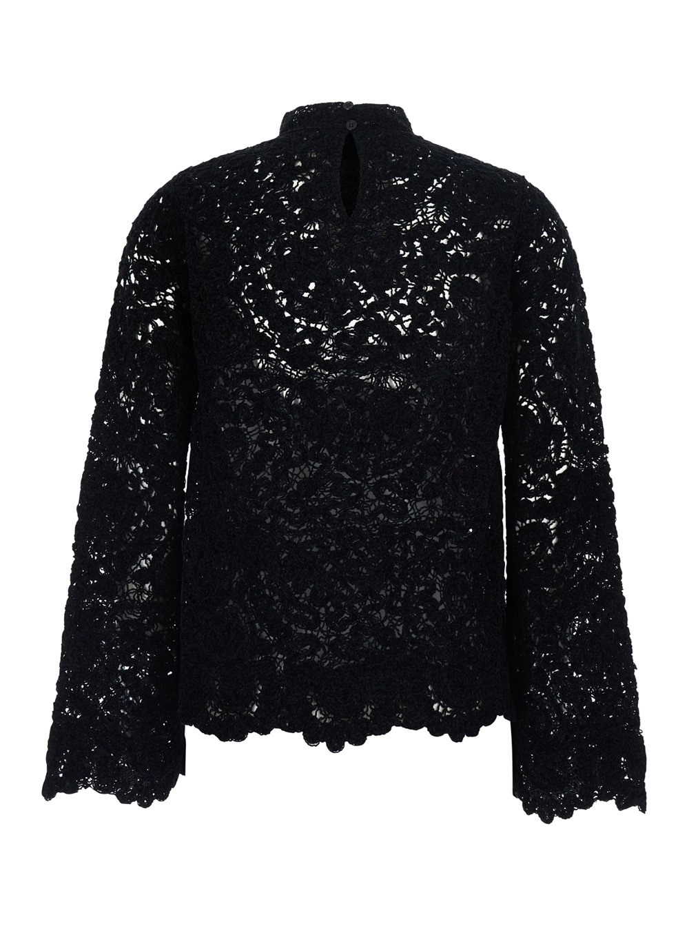 Semicouture Maglia con dettagli in pizzo e design traforato in tessuto nero per donna, view 2