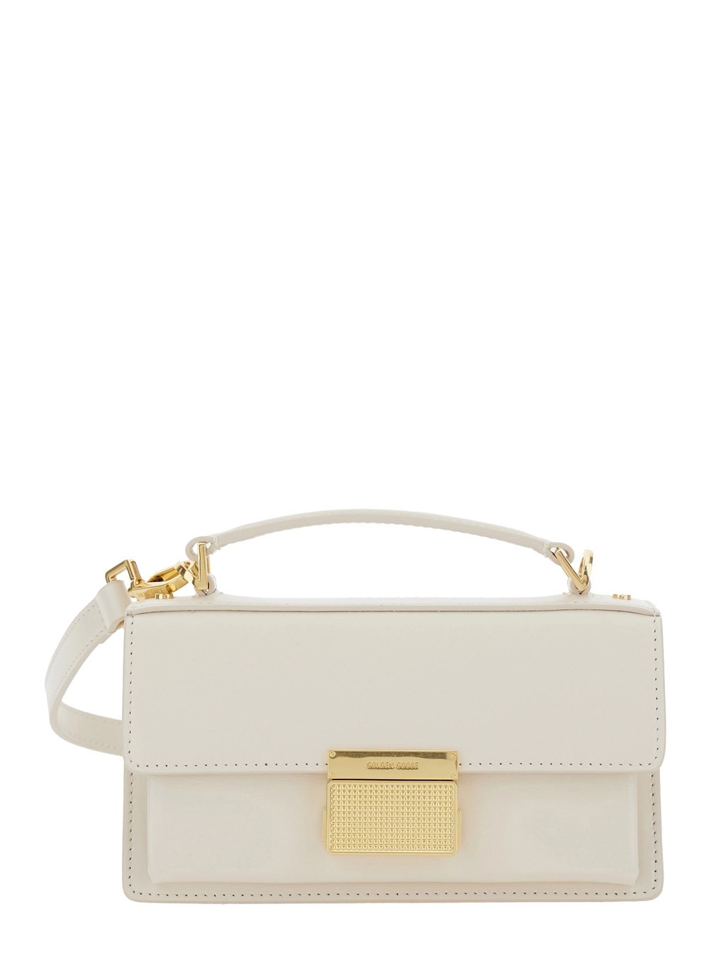 Golden Goose Borsa a Mano 'Venezia' con Tracolla Regolabile e Removibile e Chiusura con Fermaglio sul Fronte in Pelle Bianca Donna