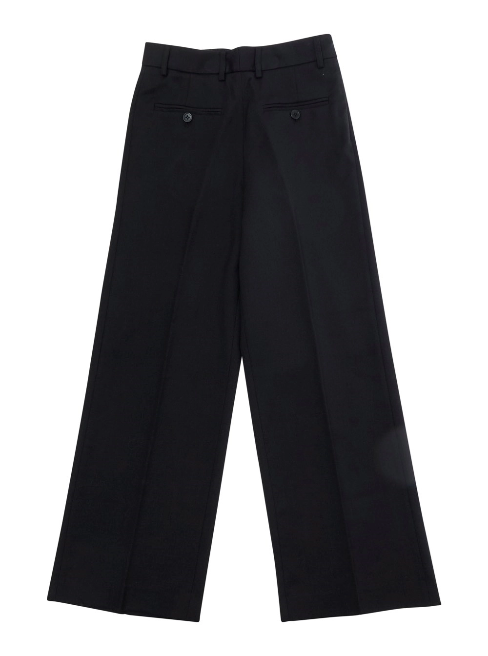 Mm6 maison margiela kids Pantaloni con tasche a filetto su fronte e retro e patch logo sul retro in misto lana stretch neri bambino
