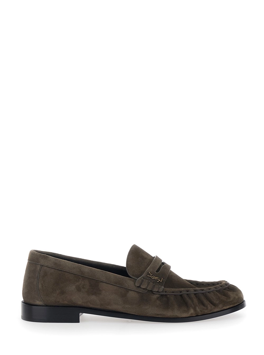 Saint Laurent Mocassini 'LE LOAFER CAMOSCIO' Marrone con Punta Arrotondata in Pelle Uomo