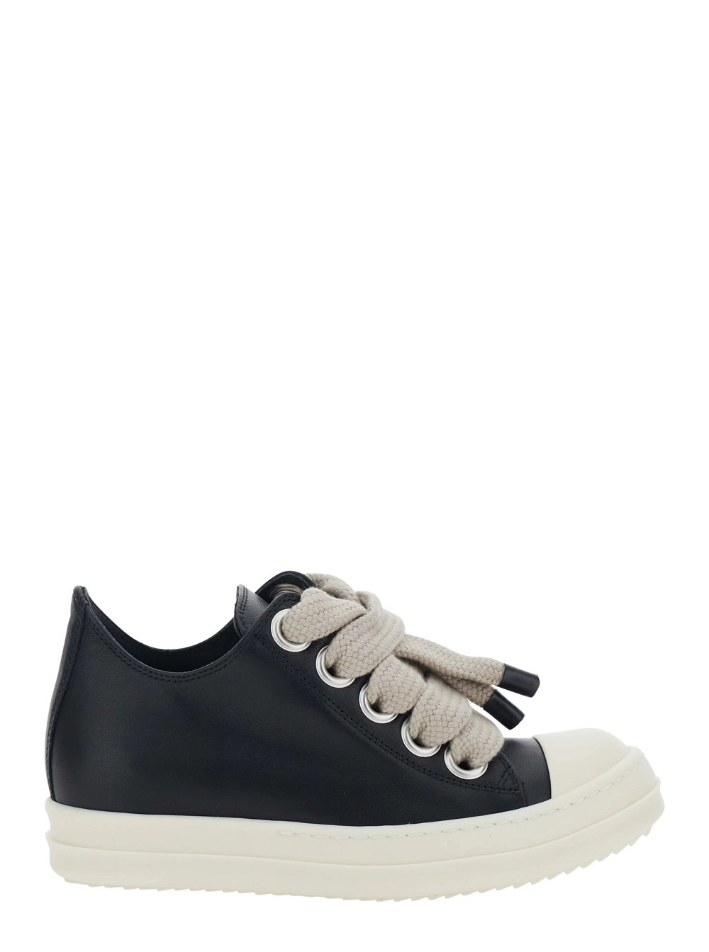 Rick Owens Sneakers 'Jumbolace' Low Top con Lacci Oversize e Suola Chunky in Pelle Nere Donna