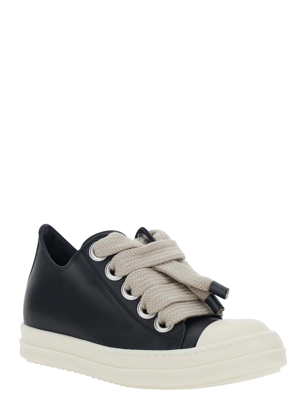 Rick Owens Sneakers 'Jumbolace' Low Top con Lacci Oversize e Suola Chunky in Pelle Nere Donna, view 2