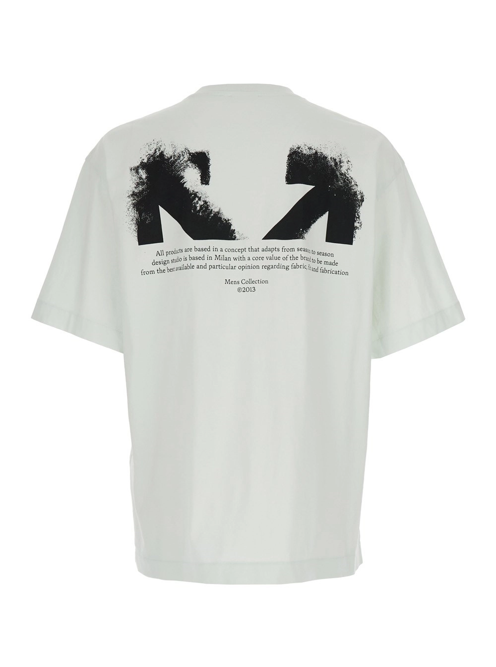 Off-White T-shirt con Logo sul Fronte e Retro in Cotone Verde Chiara Uomo, view 2