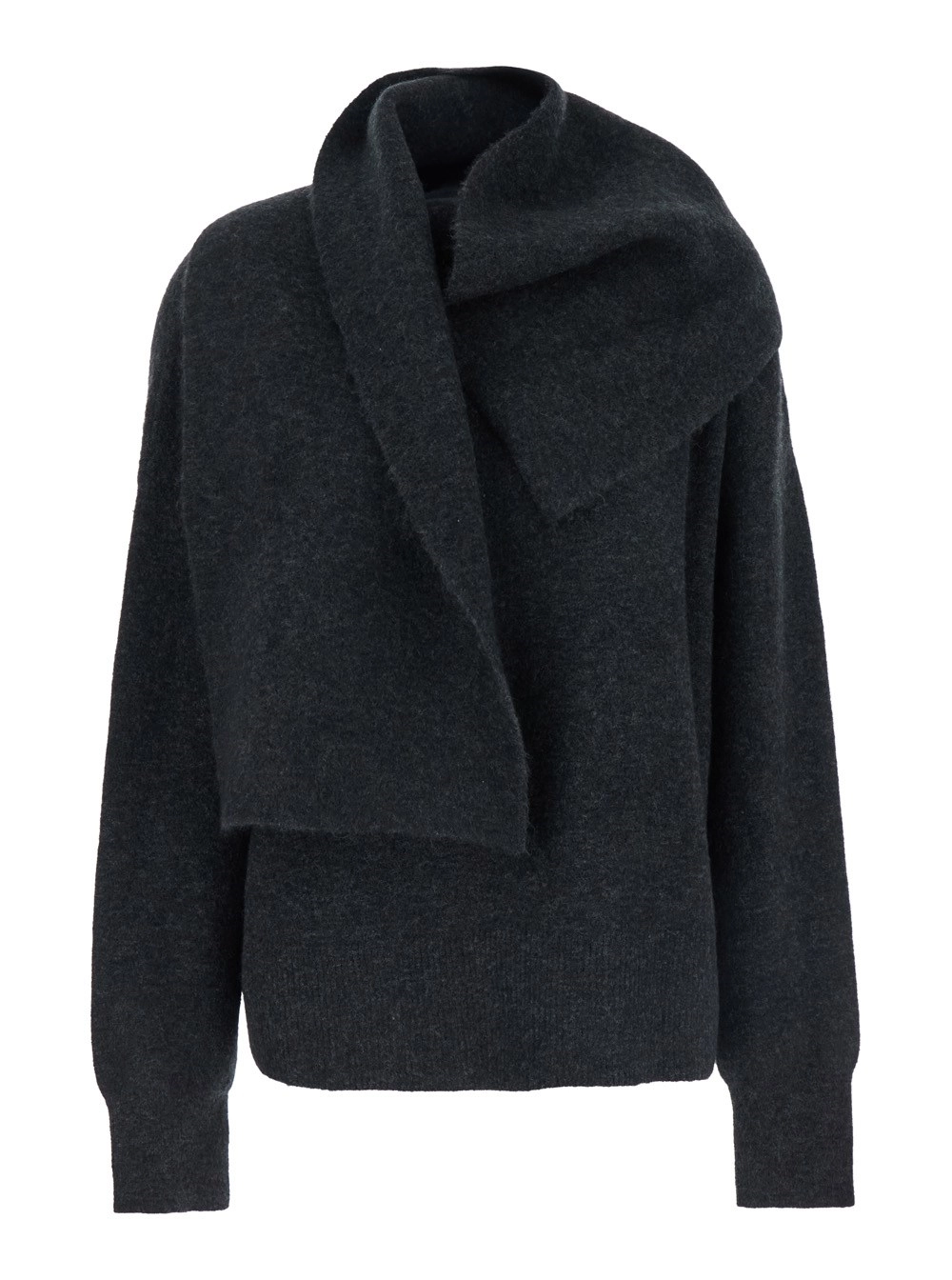Toteme Maglione con Drappeggi in Tessuto Tecnico Nero Donna