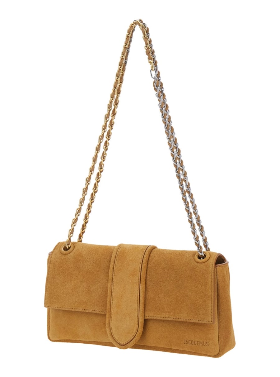 Jacquemus Borsa a Spalla 'Le Bambino Chaine' con Tracolla con Catena e Effetto Pelle di Coccodrillo Goffrata in Pelle Marrone Donna, view 2