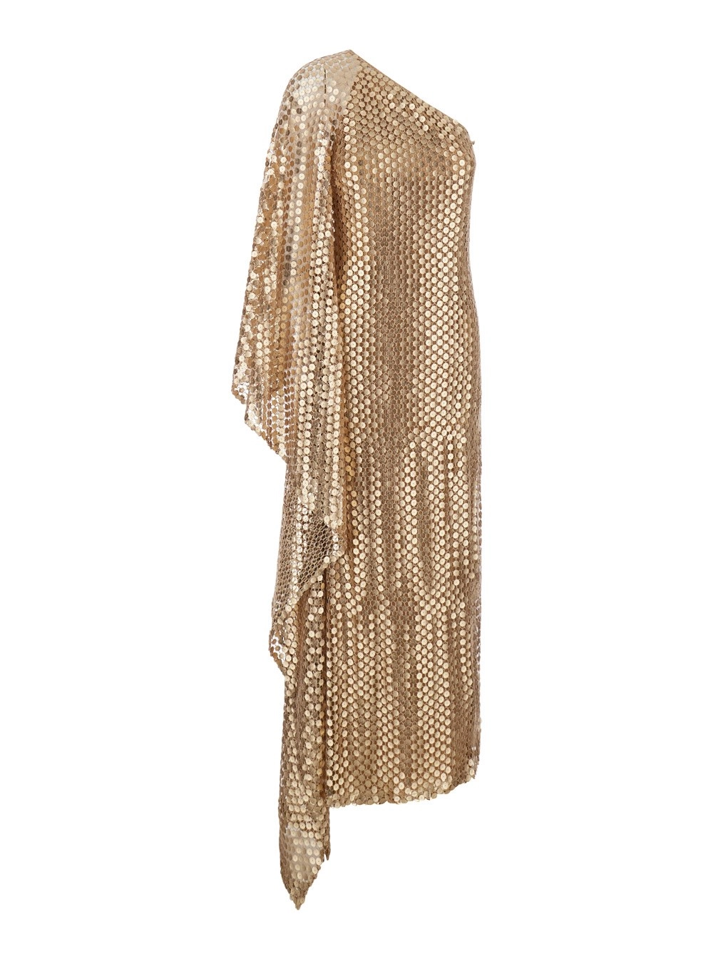 Taller marmo Abito lungo con paillettes applicate all-over in tessuto marrone per donna