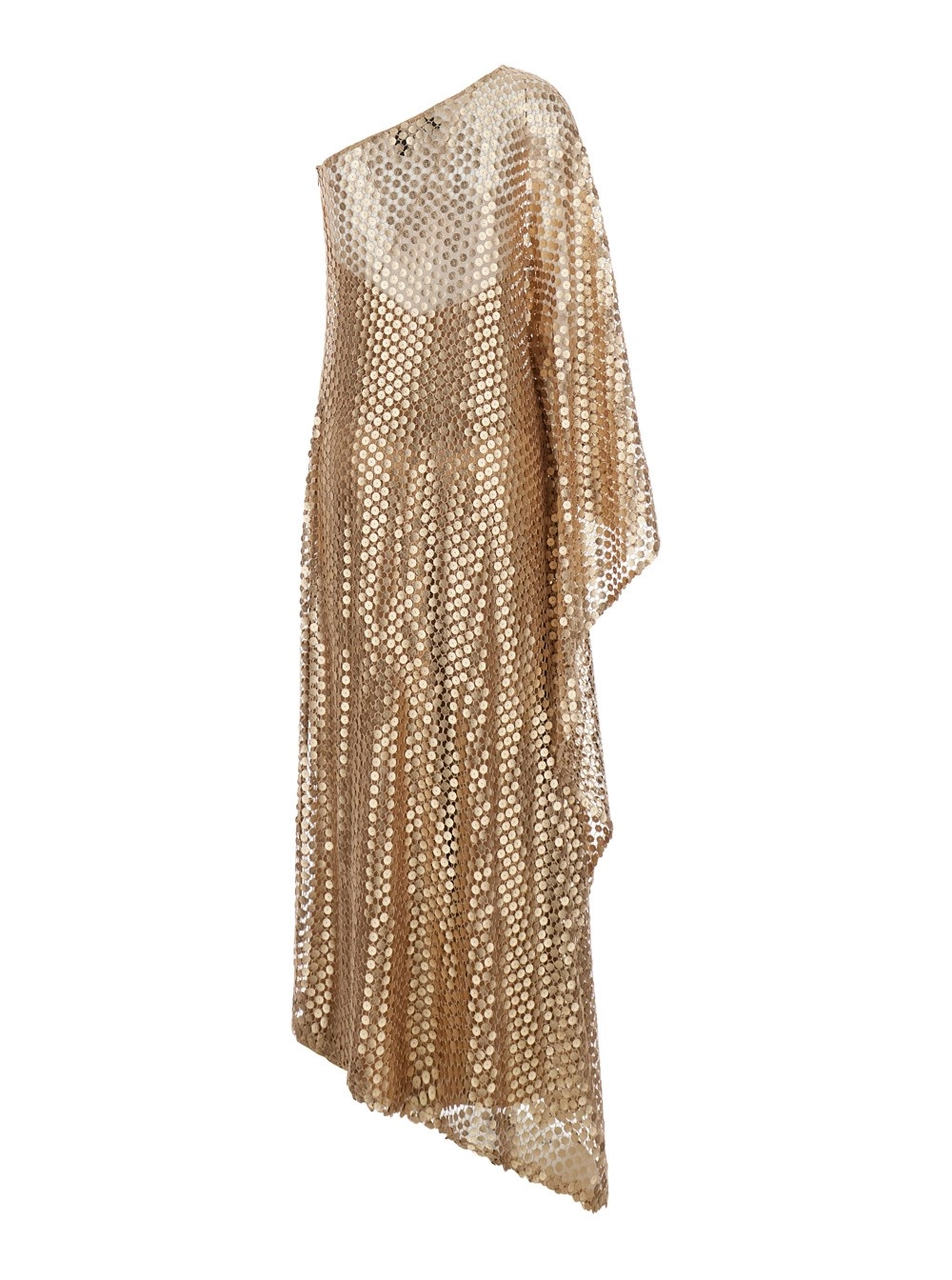 Taller marmo Abito lungo con paillettes applicate all-over in tessuto marrone per donna, view 2