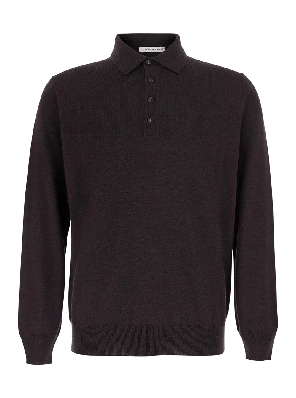 Kangra Polo con chiusura a quattro bottoni in lana merino marrone uomo