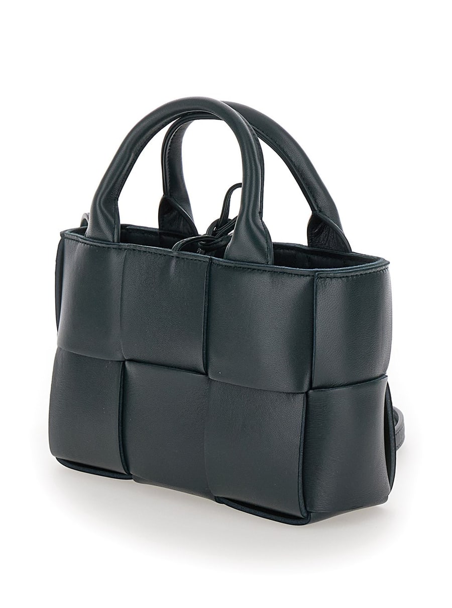 Bottega Veneta Borsa a Mano 'Candy Arco' con Motivo Intreccio in Pelle Verde Scuro Donna, view 2