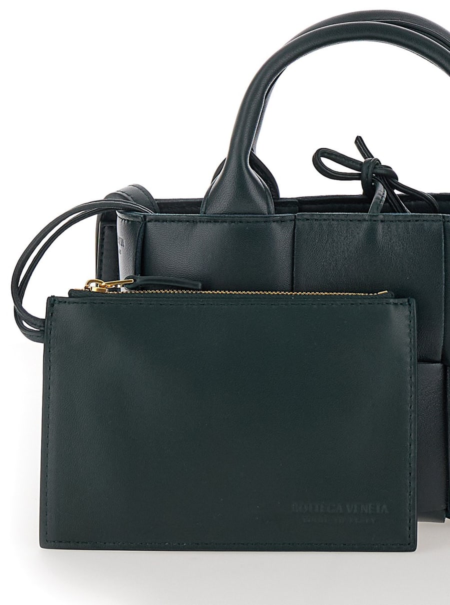 Bottega Veneta Borsa a Mano 'Candy Arco' con Motivo Intreccio in Pelle Verde Scuro Donna, view 5